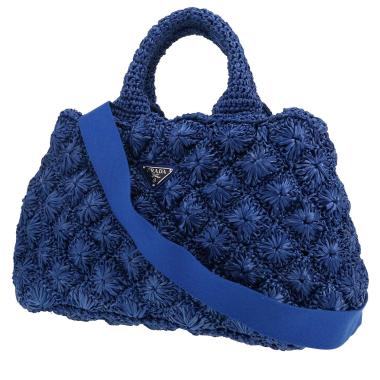 Borsa Prada   in rafia blu
