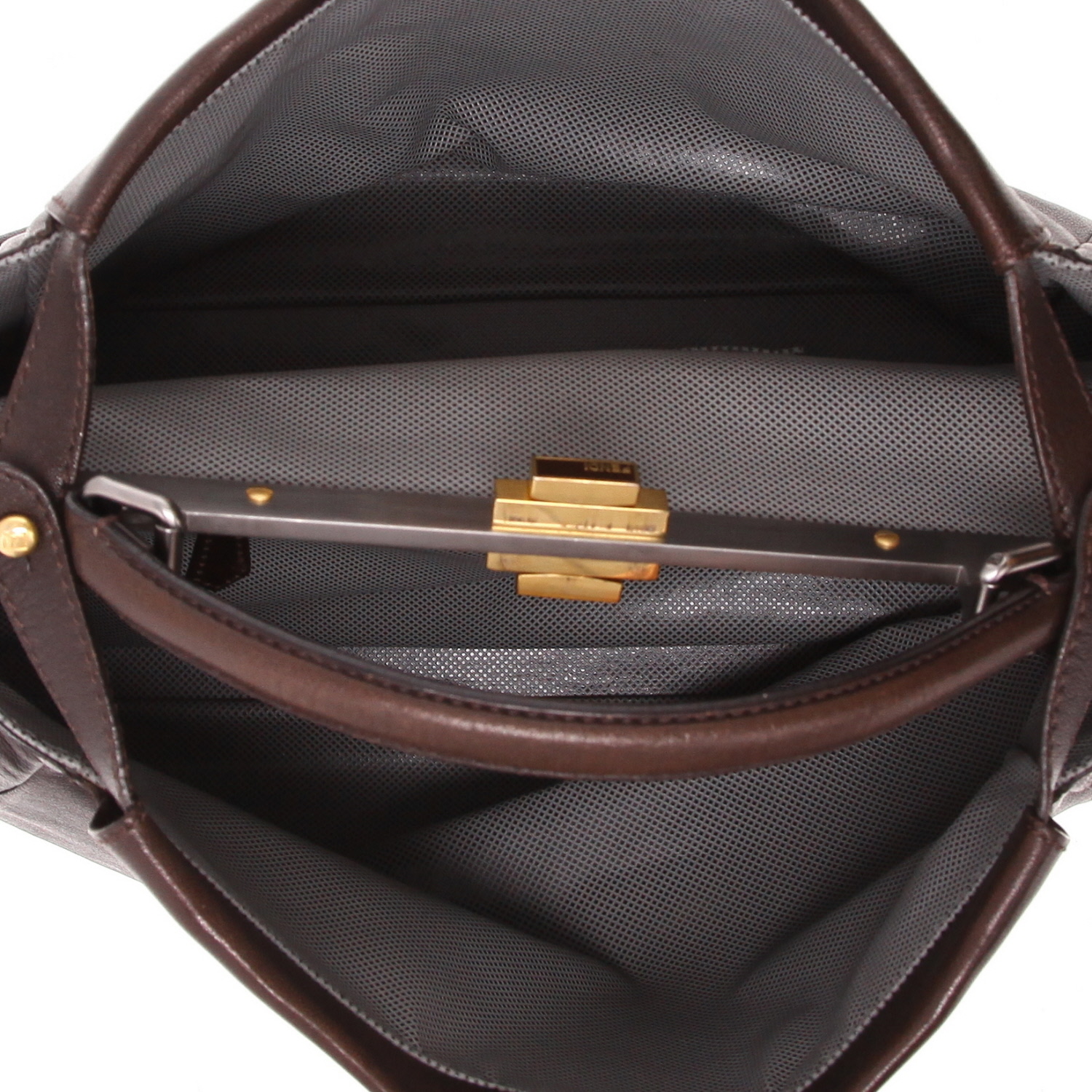 Fendi  Peekaboo large model  handbag  in brown leather - Detail D3