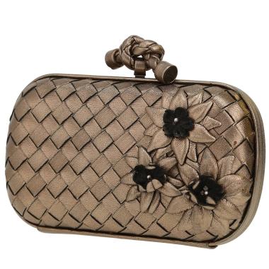 Pochette Bottega Veneta  Knot en cuir tressé bronze
