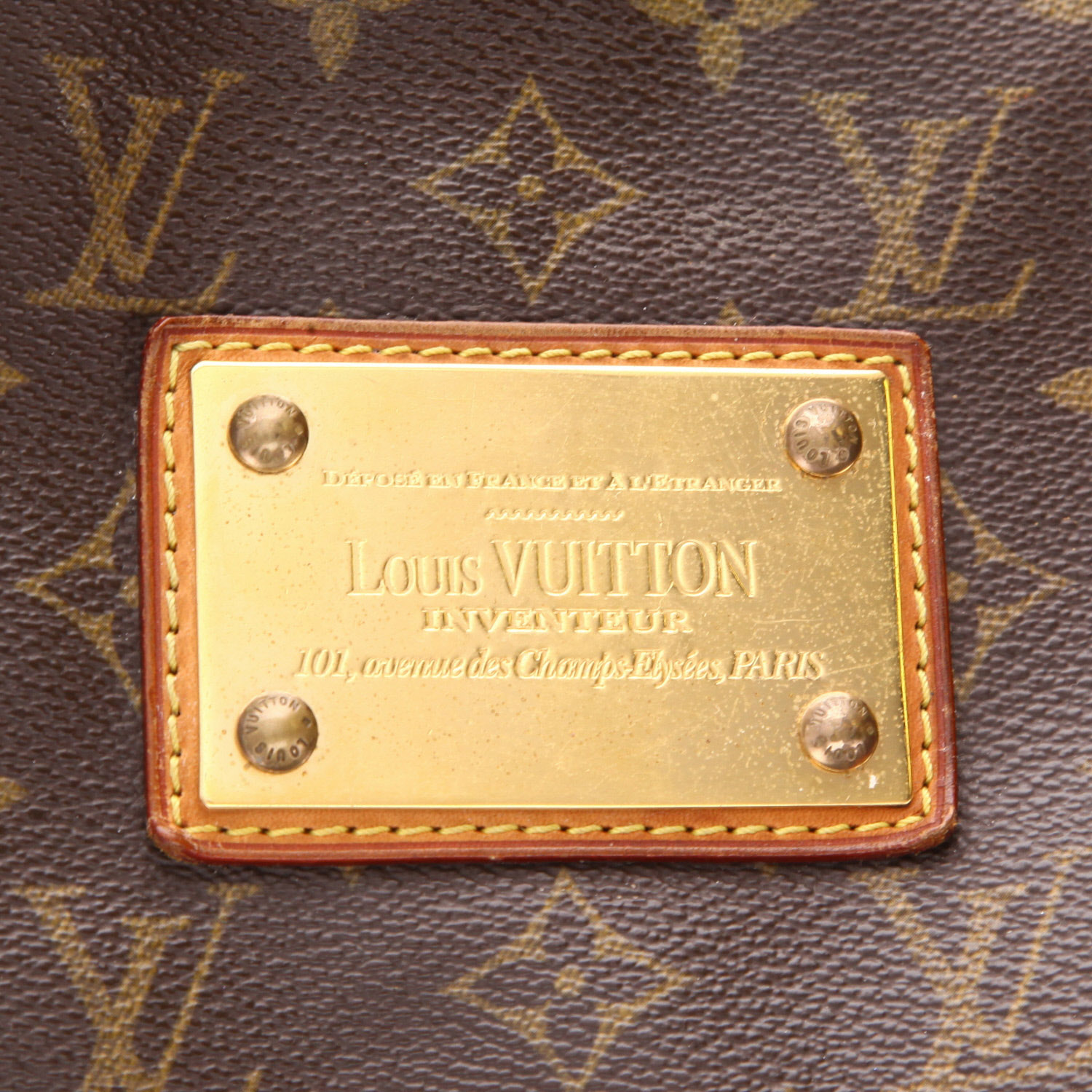 Bolso de mano Louis Vuitton  Galliera en lona Monogram marrón y cuero natural - Detail D2