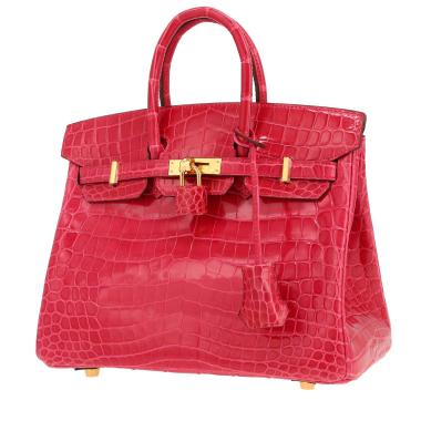 Sac à main Hermès  Birkin 25 cm en crocodile niloticus Rose extrême