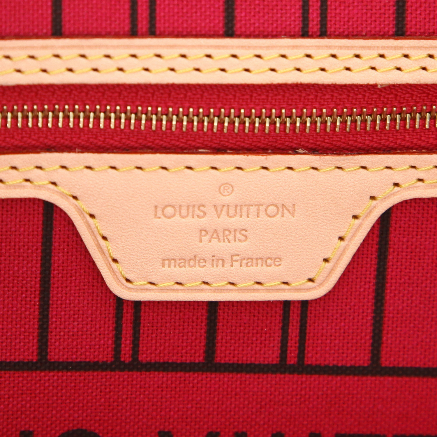 Louis Vuitton  Neverfull small model  shopping bag  in brown monogram canvas  and natural leather - Detail D2