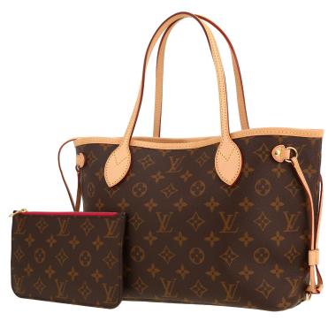 Louis Vuitton  Neverfull small model  shopping bag  in brown monogram canvas  and natural leather