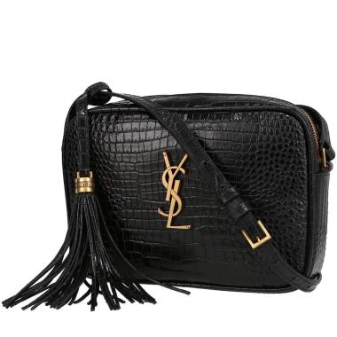 Borsa a tracolla Saint Laurent  Lou Sac Caméra modello medio  in pelle nera