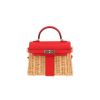 Sac à main Hermès  Kelly Picnic 20 cm en osier et cuir Swift rouge - 360 thumbnail