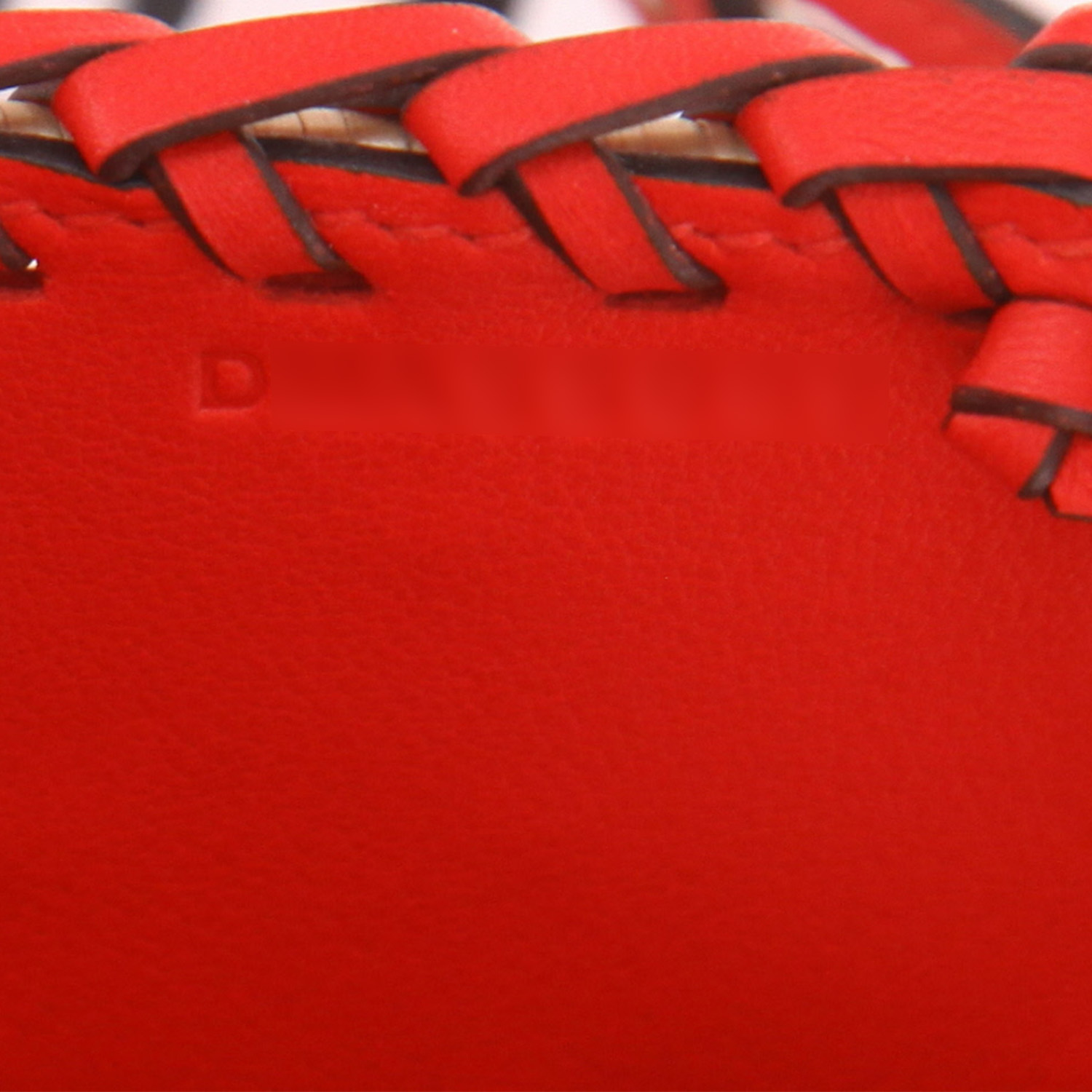Bolso de mano Hermès  Kelly Picnic 20 cm en mimbre y cuero swift rojo - Detail D4