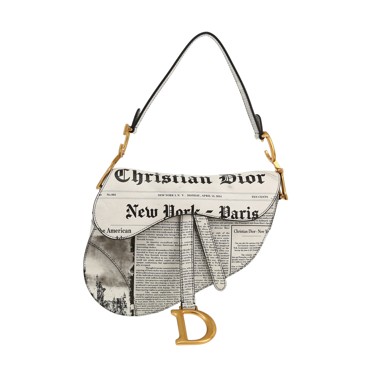 Dior  Saddle handbag  in white and black leather - Detail D4