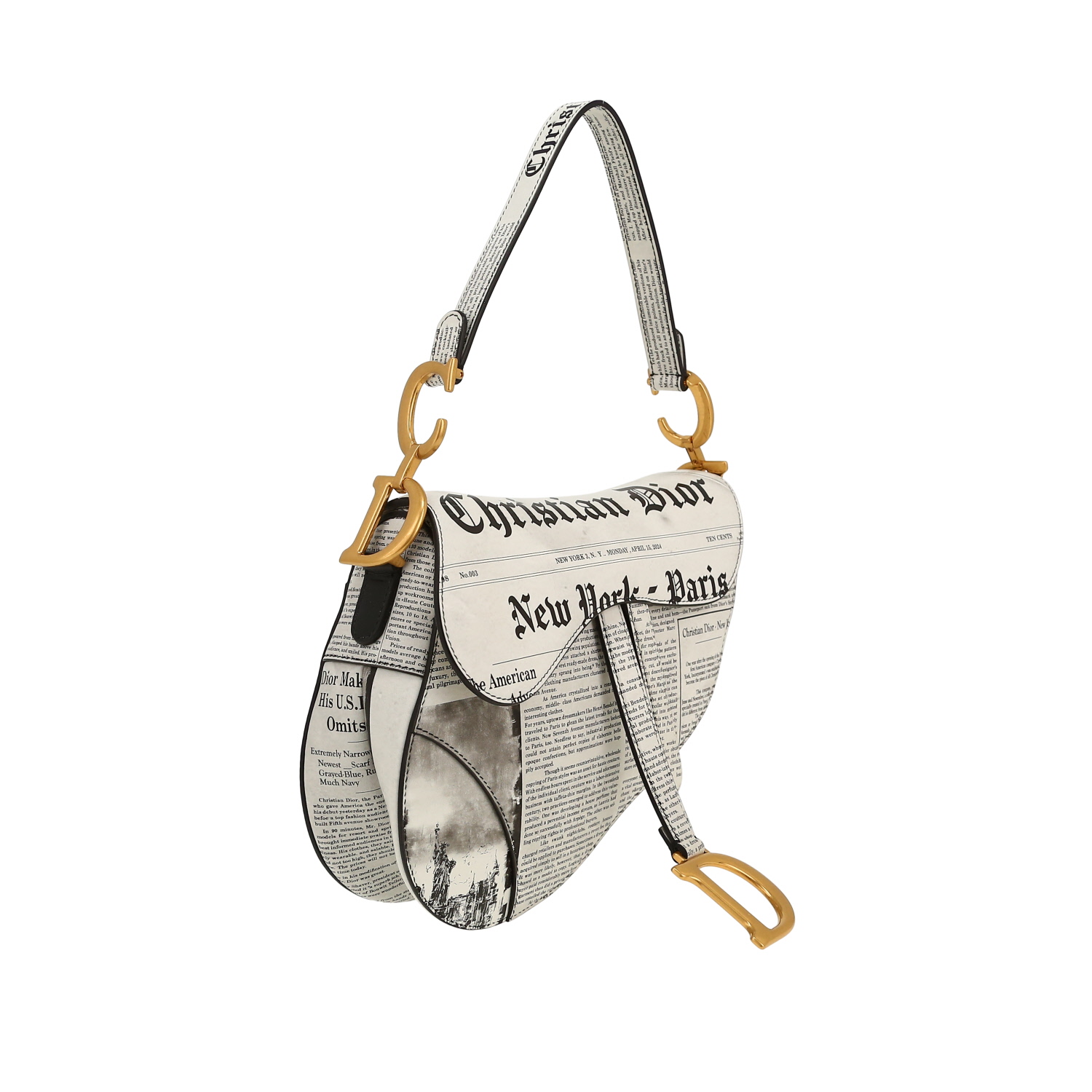 Dior  Saddle handbag  in white and black leather - Detail D5