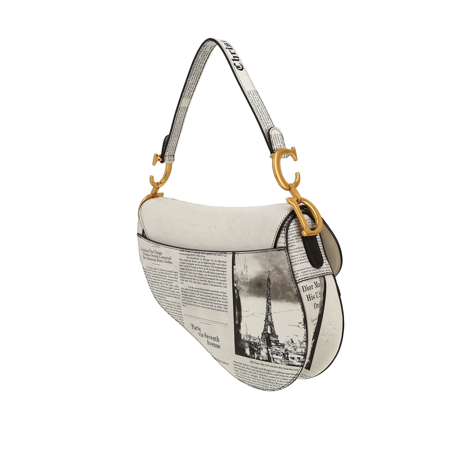 Bolso de mano Dior  Saddle en cuero blanco y negro - Detail D6