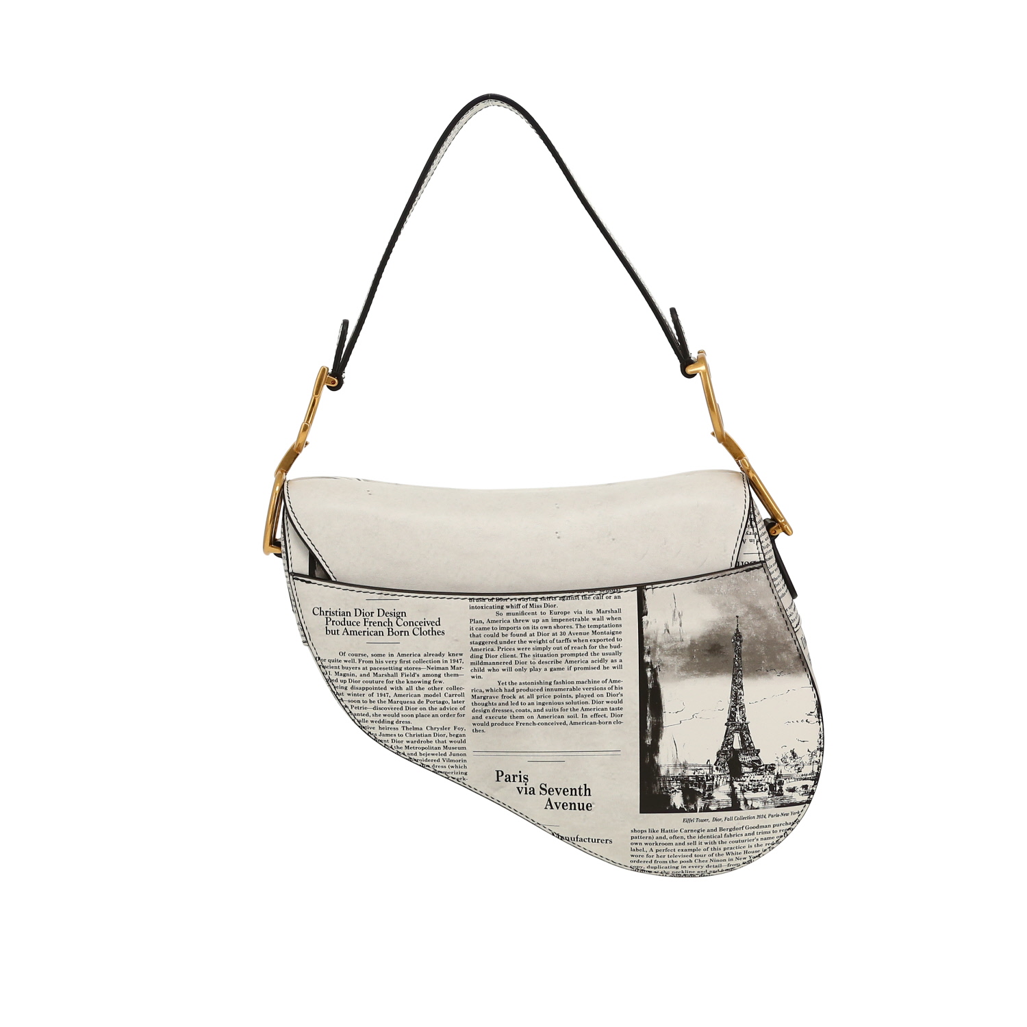 Bolso de mano Dior  Saddle en cuero blanco y negro - Detail D7