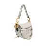 Dior  Saddle Newspaper handbag  in white and black leather - Detail D8 thumbnail