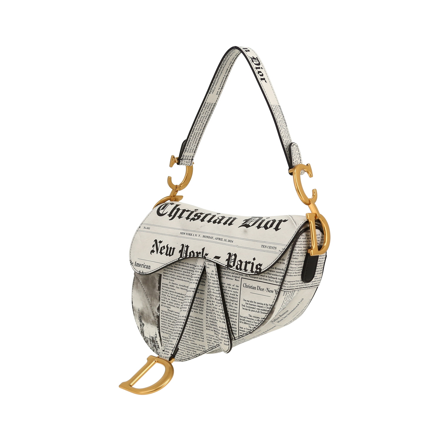 Dior  Saddle handbag  in white and black leather - Detail D9