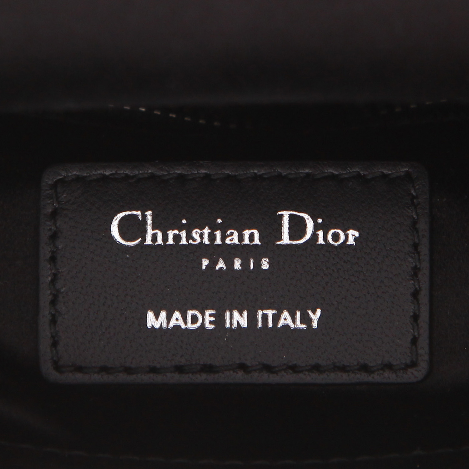 Dior  Lady Dior mini  shoulder bag  in black satin - Detail D2