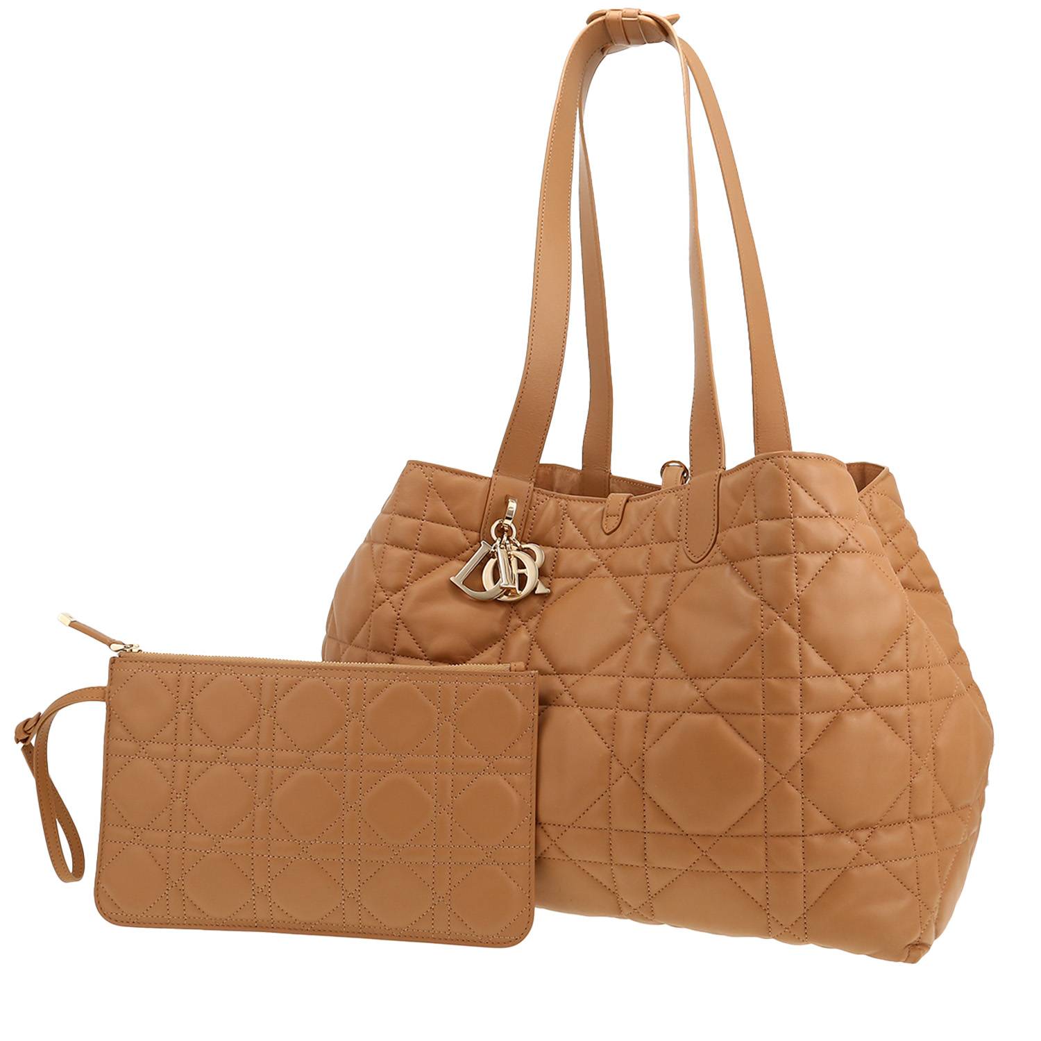 Sac cabas Dior  Toujours en cuir cannage marron camel
