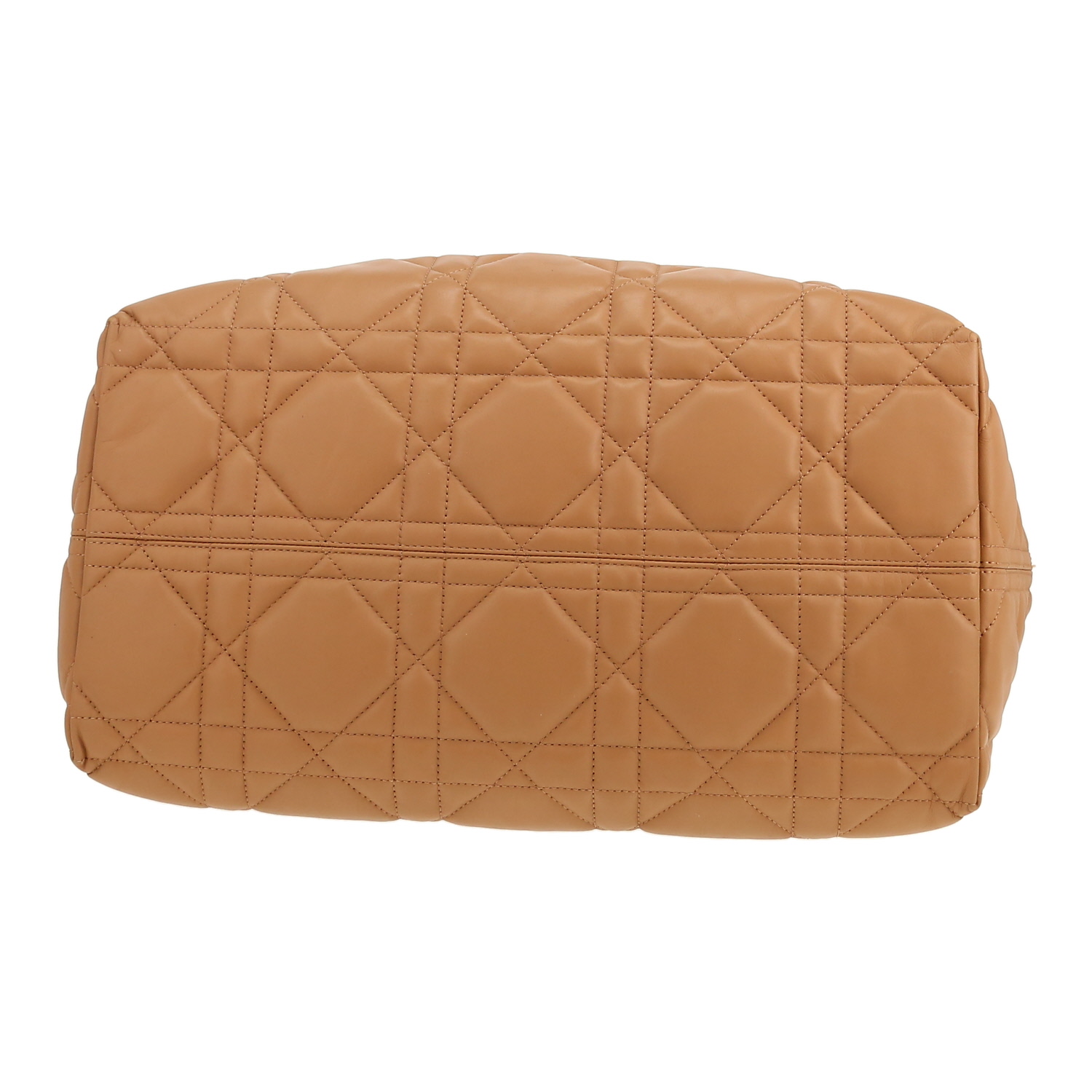 Sac cabas Dior  Toujours en cuir cannage marron camel - Detail D1