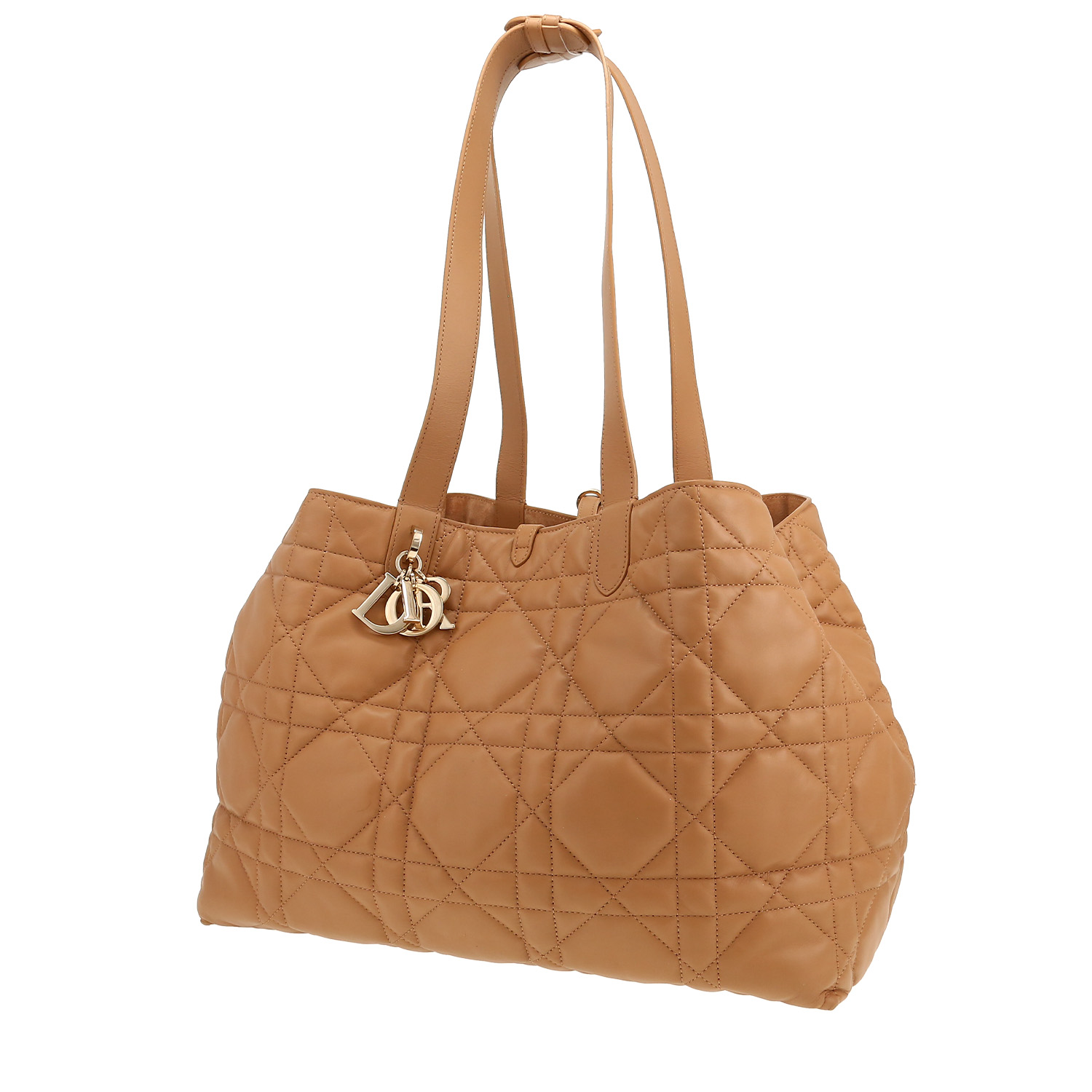 Sac cabas Dior  Toujours en cuir cannage marron camel - Detail D4