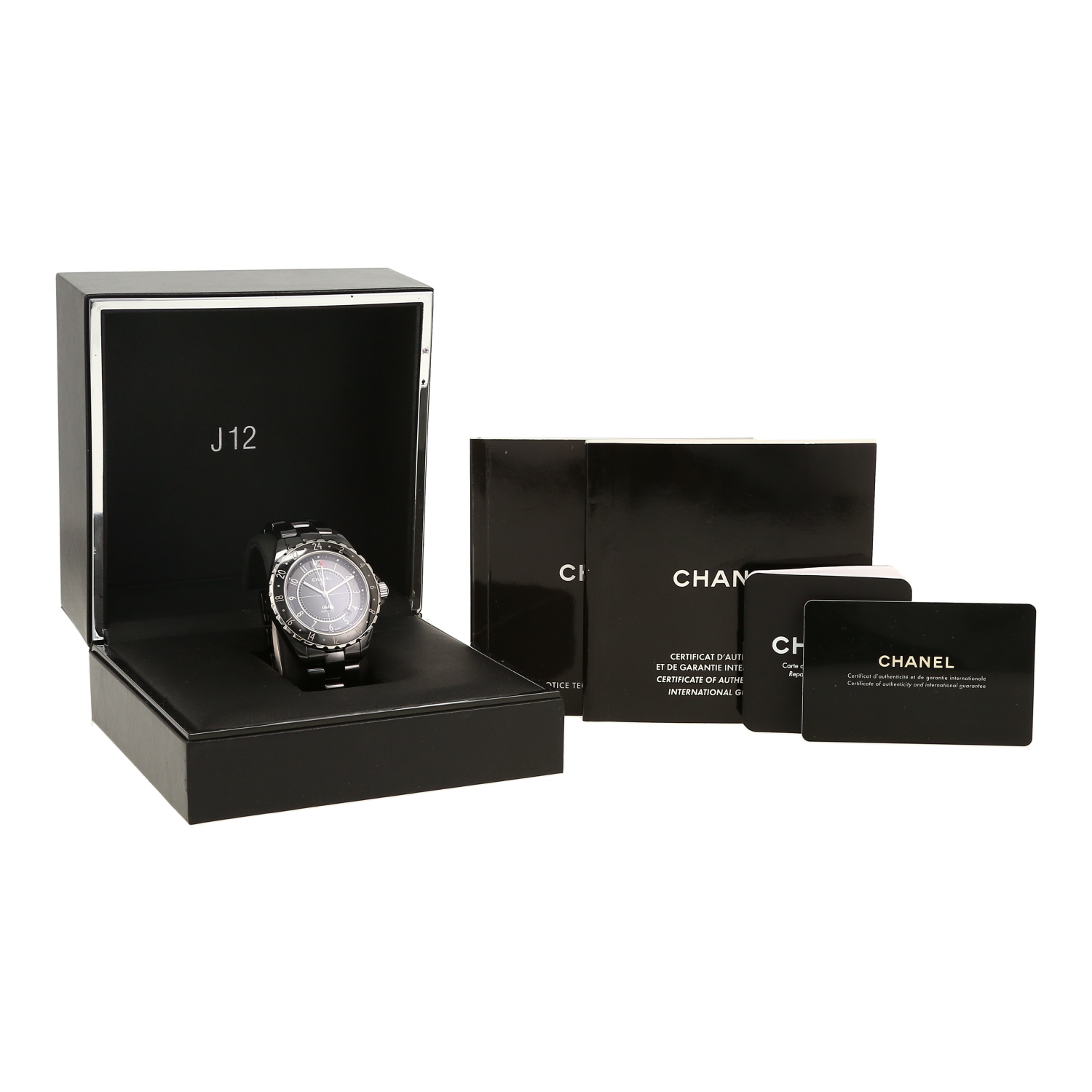 Reloj Chanel J12 GMT de cerámica negra y acero Ref: Chanel - H2012  Circa 2008