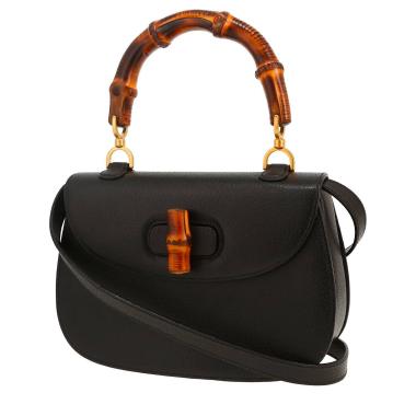 Sac à main Gucci  Bamboo en cuir de Pecari noir et bambou