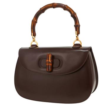 Gucci Bamboo shoulder bag in brown leather and bamboo