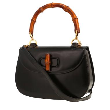 Sac à main Gucci  Bamboo en cuir noir et bambou