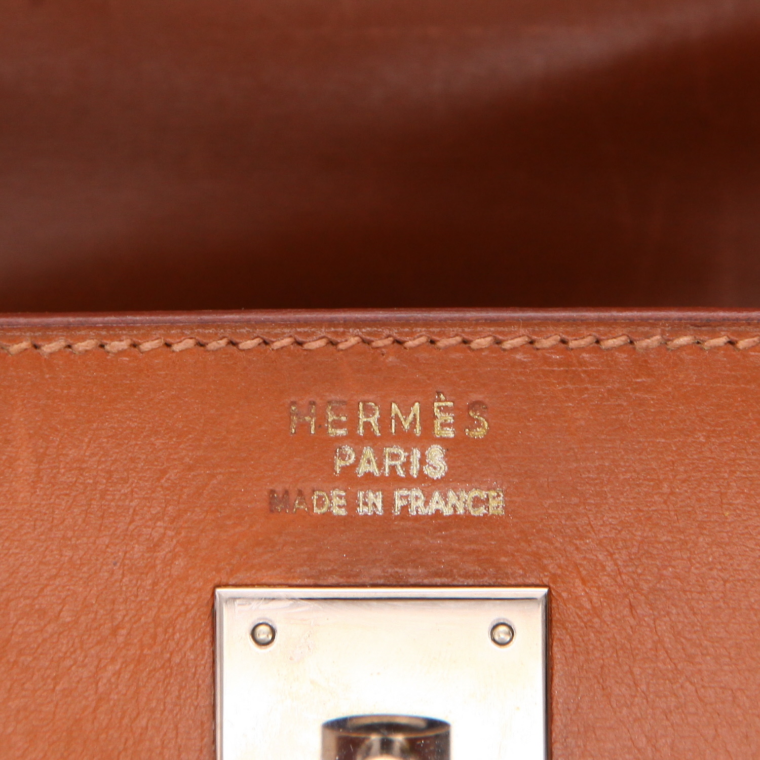 Bolso de mano Hermès  Kelly 35 cm en cuero box marrón - Detail D2