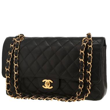 Bolso de mano Chanel  Timeless Classic en cuero granulado acolchado negro