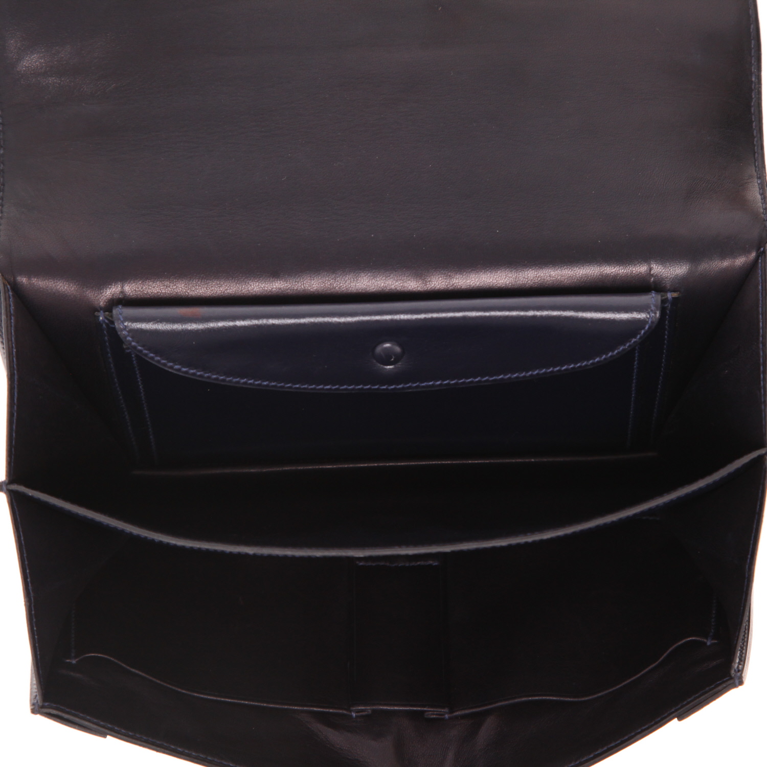 Hermès  Ring handbag  in navy blue box leather - Detail D3