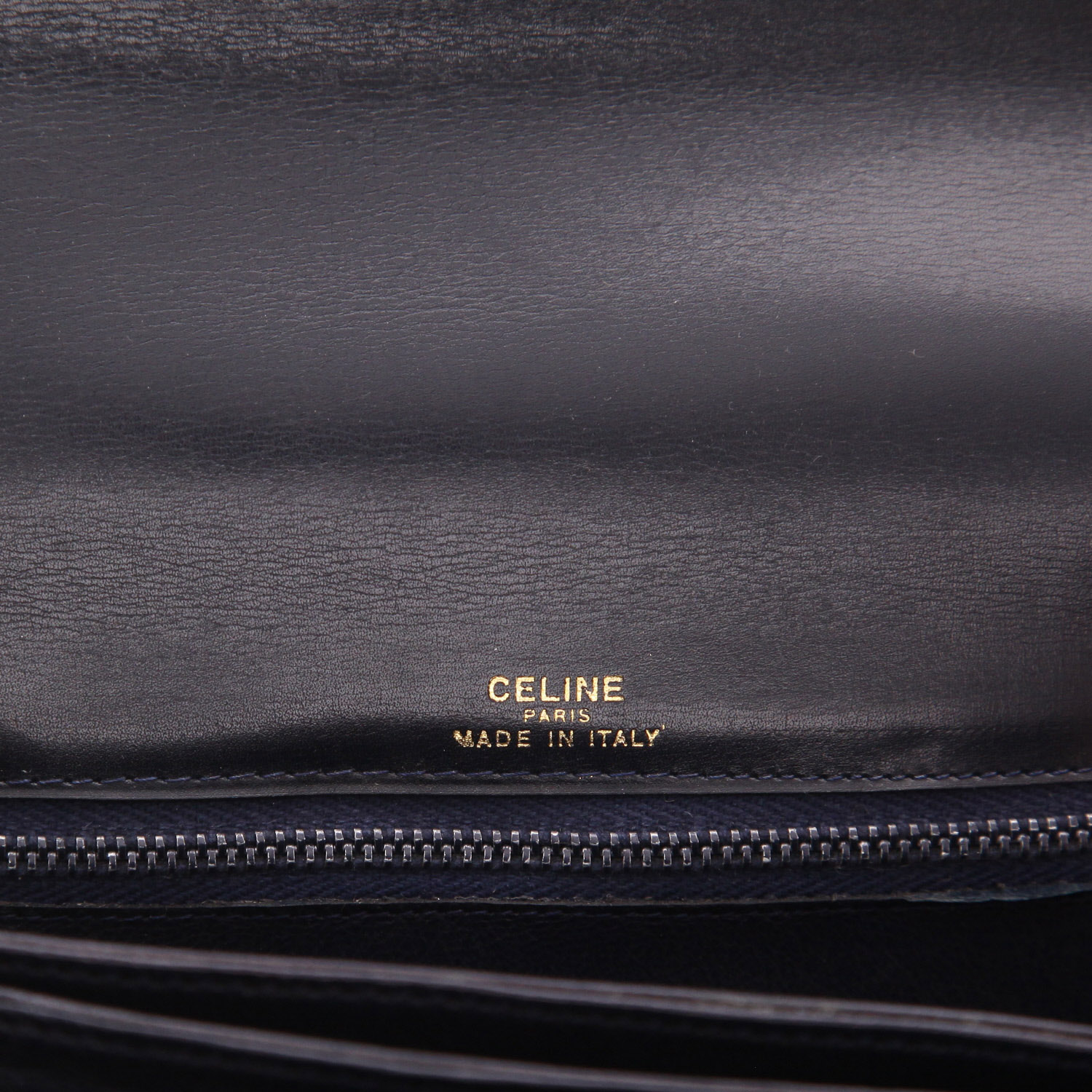 Sac porté épaule Celine  Vintage en cuir bleu-marine - Detail D2