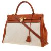 Hermès  Kelly 35 cm handbag  in fawn Barenia leather  and beige canvas - 00pp thumbnail