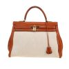 Sac à main Hermès  Kelly 35 cm en cuir Barénia fauve et toile beige - 360 thumbnail