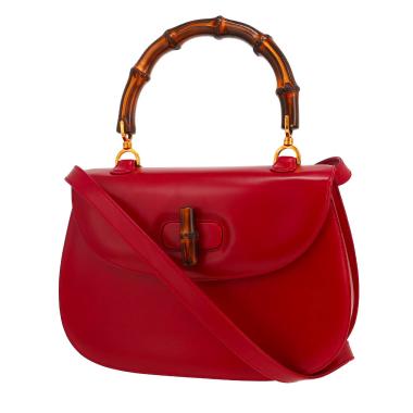 Sac bandoulière Gucci  Bamboo grand modèle  en cuir rouge