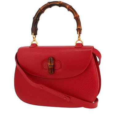 Borsa a tracolla Gucci  Bamboo modello grande  in pelle di Pecari rossa e bambù