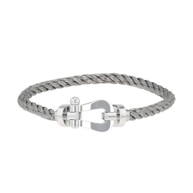 Brazalete Fred Force 10 modelo grande de oro blanco y acero