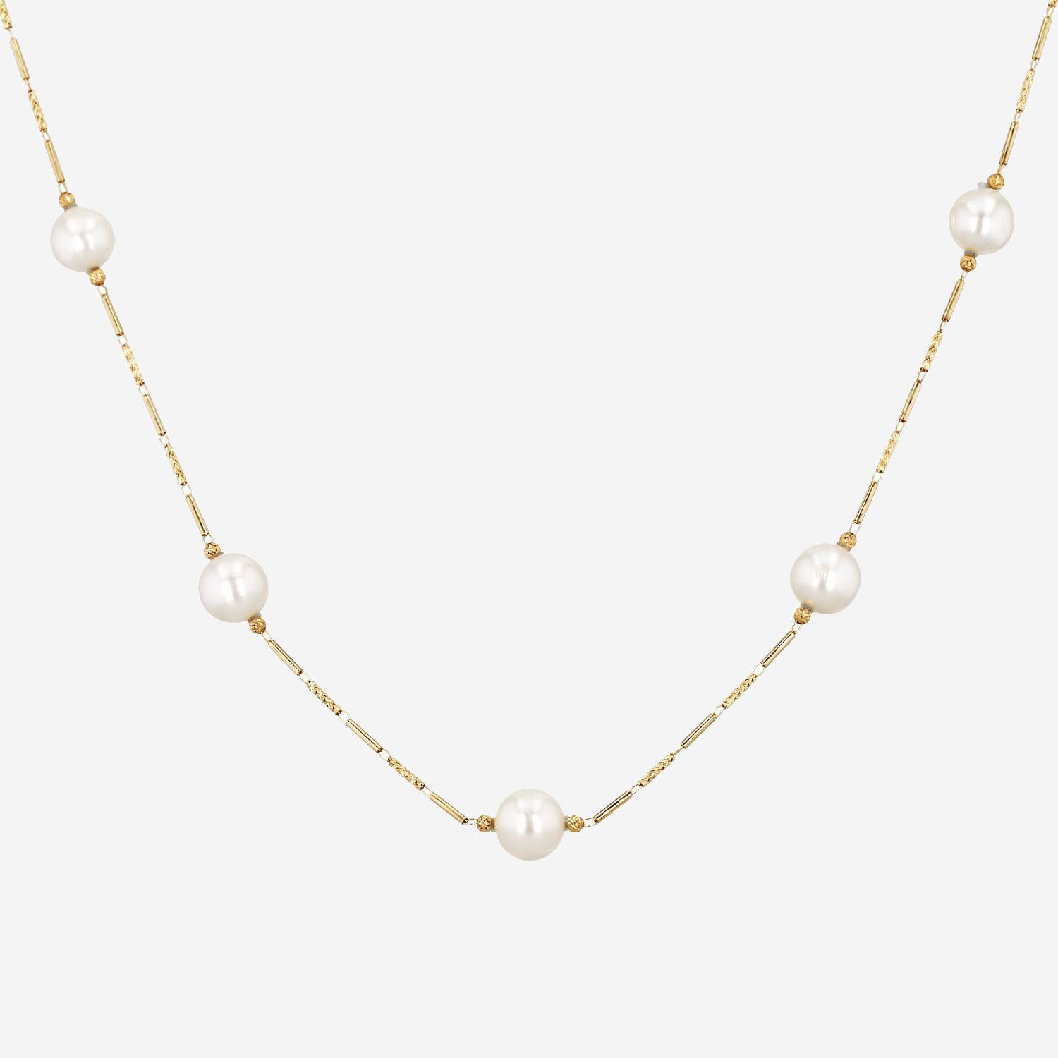 Collana lunga Tasaki  in oro giallo e perle coltivate