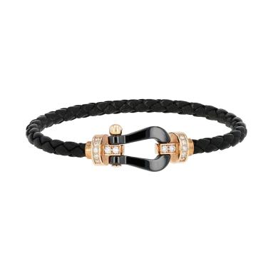 Fred Force 10 large model bracelet in pink gold, ceramic and diamonds