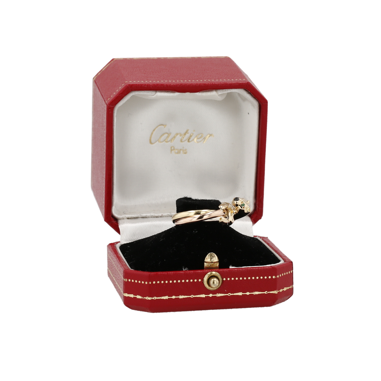 Bague Cartier Panthère en 3 ors, émeraude et onyx - Detail D2