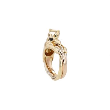 Anello Cartier Panthère in 3 ori, smeraldo e onice
