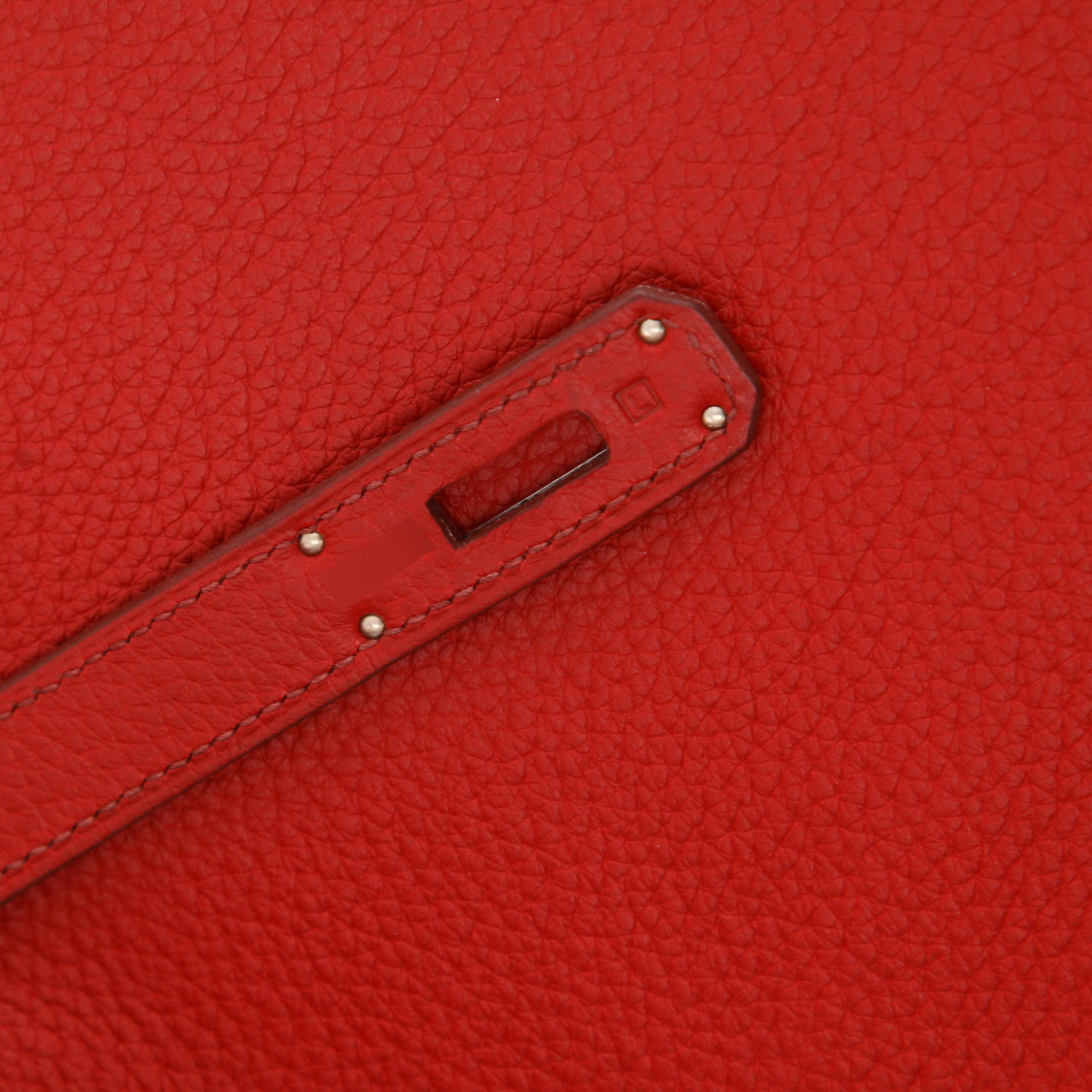 Bolso de mano Hermès  Kelly 35 cm en cuero taurillon clémence rojo - Detail D4