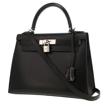 Bolso de mano Hermès  Kelly 28 cm en cuero box negro