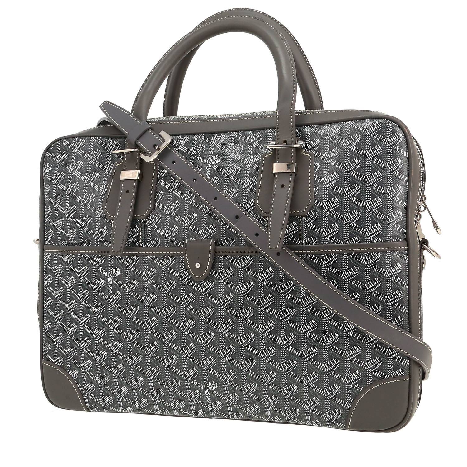 Goyard  Ambassade briefcase  in grey Goyard canvas  and grey leather