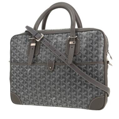 Porte-documents Goyard  Ambassade en toile Goyardine grise et cuir gris