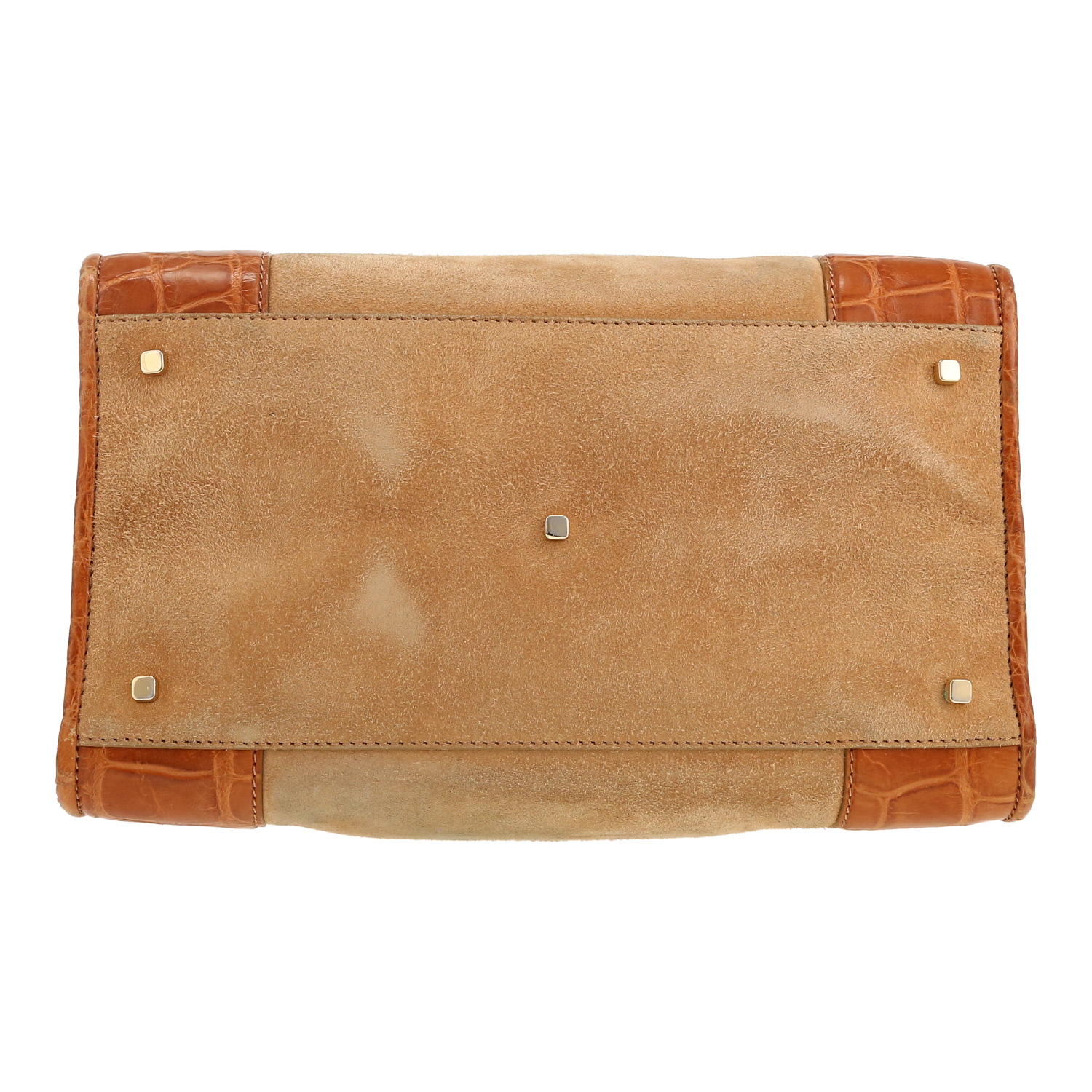 Borsa Loewe  Amazona in Veau velours beige e coccodrillo marrone - Detail D1