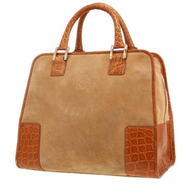 Loewe  Amazona handbag  in beige Veau velours  and brown crocodile