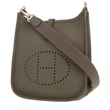 Sac bandoulière Hermès  Mini Evelyne en cuir taurillon clémence gris