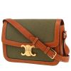 Sac à main Celine  Triomphe en cuir marron et toile vert-kaki - 00pp thumbnail