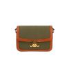 Sac à main Celine  Triomphe en cuir marron et toile vert-kaki - 360 thumbnail
