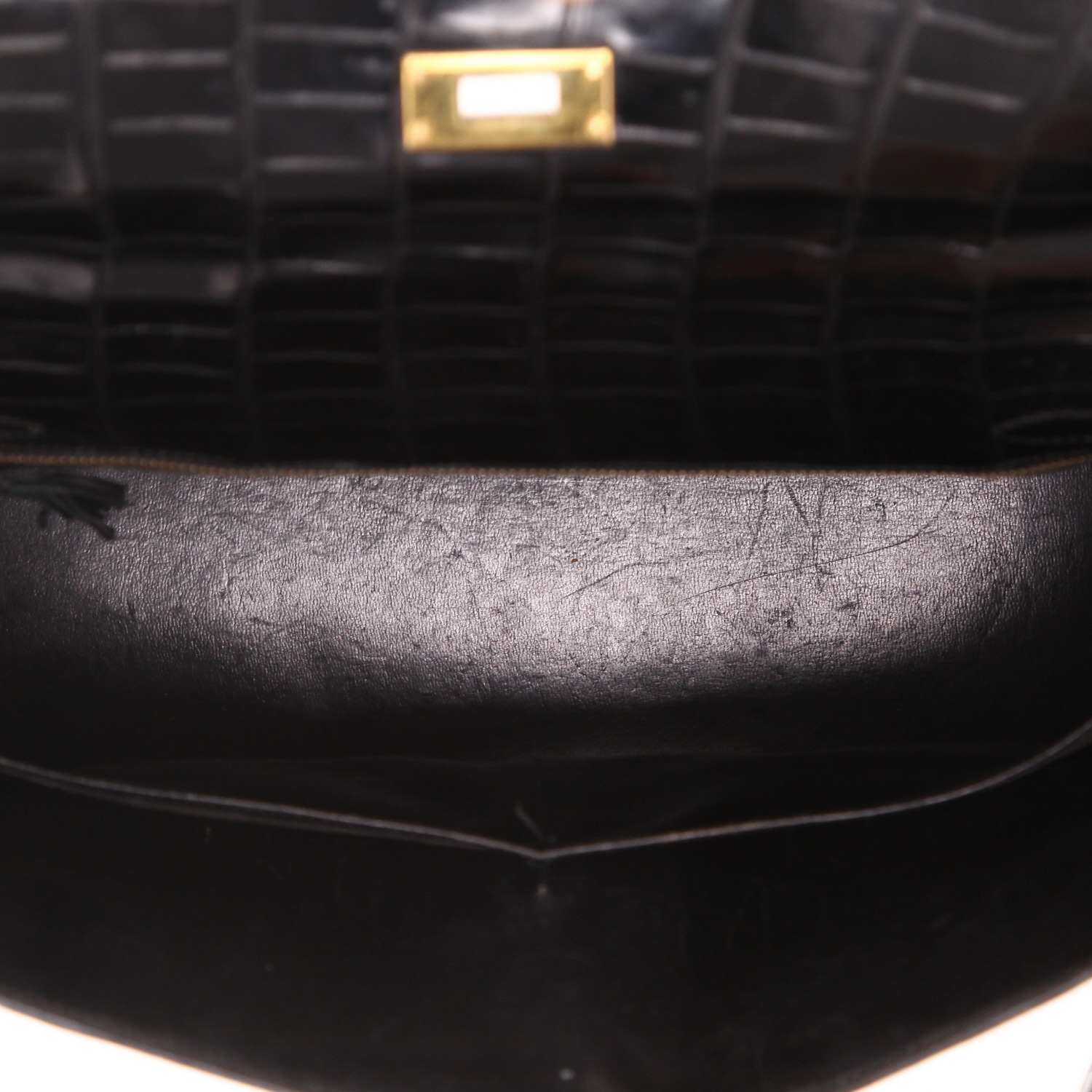 Hermès  Kelly 32 cm handbag  in black crocodile - Detail D3