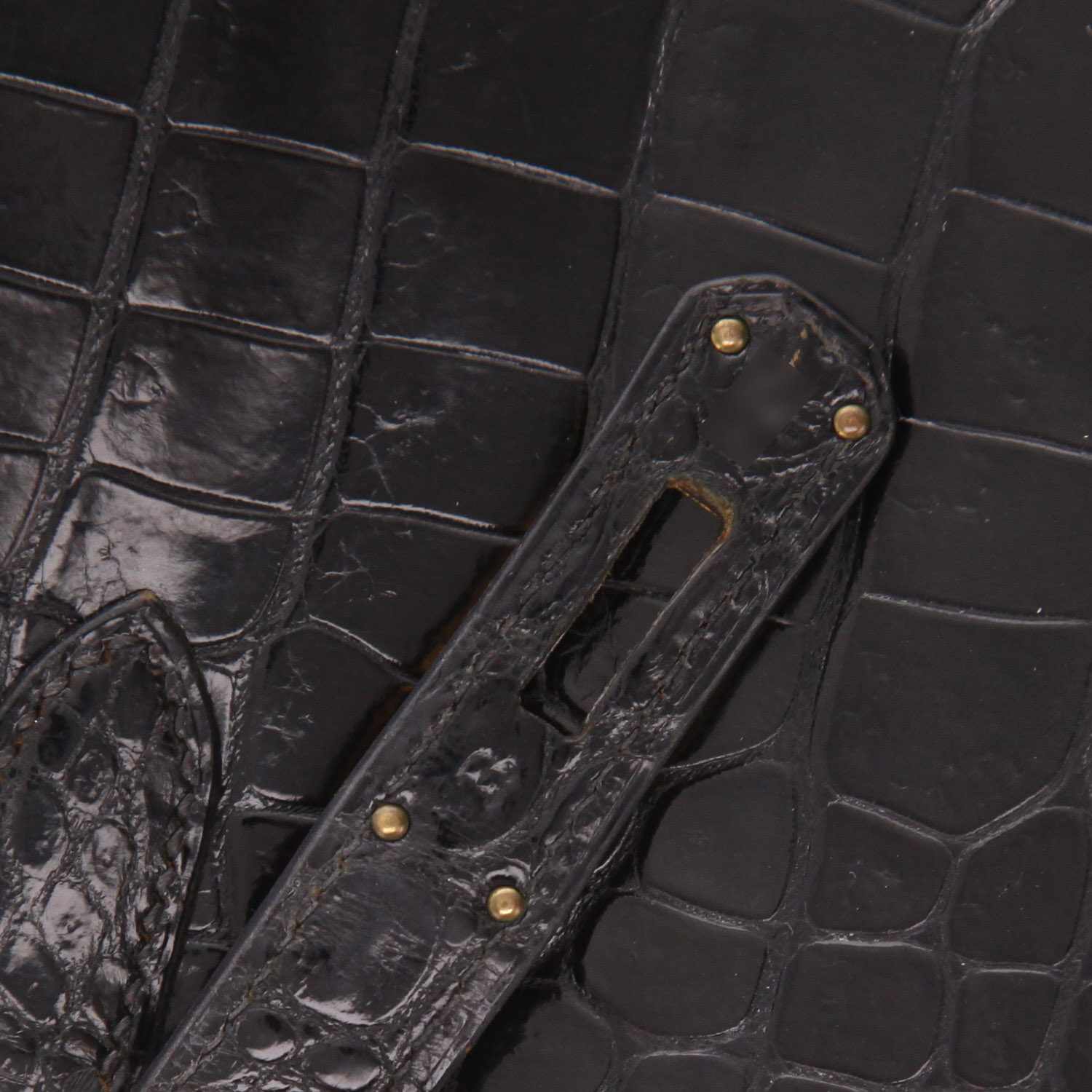 Hermès  Kelly 32 cm handbag  in black crocodile - Detail D4