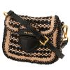 Borsa a tracolla Prada  Madras in pelle intrecciata beige e nera - 00pp thumbnail