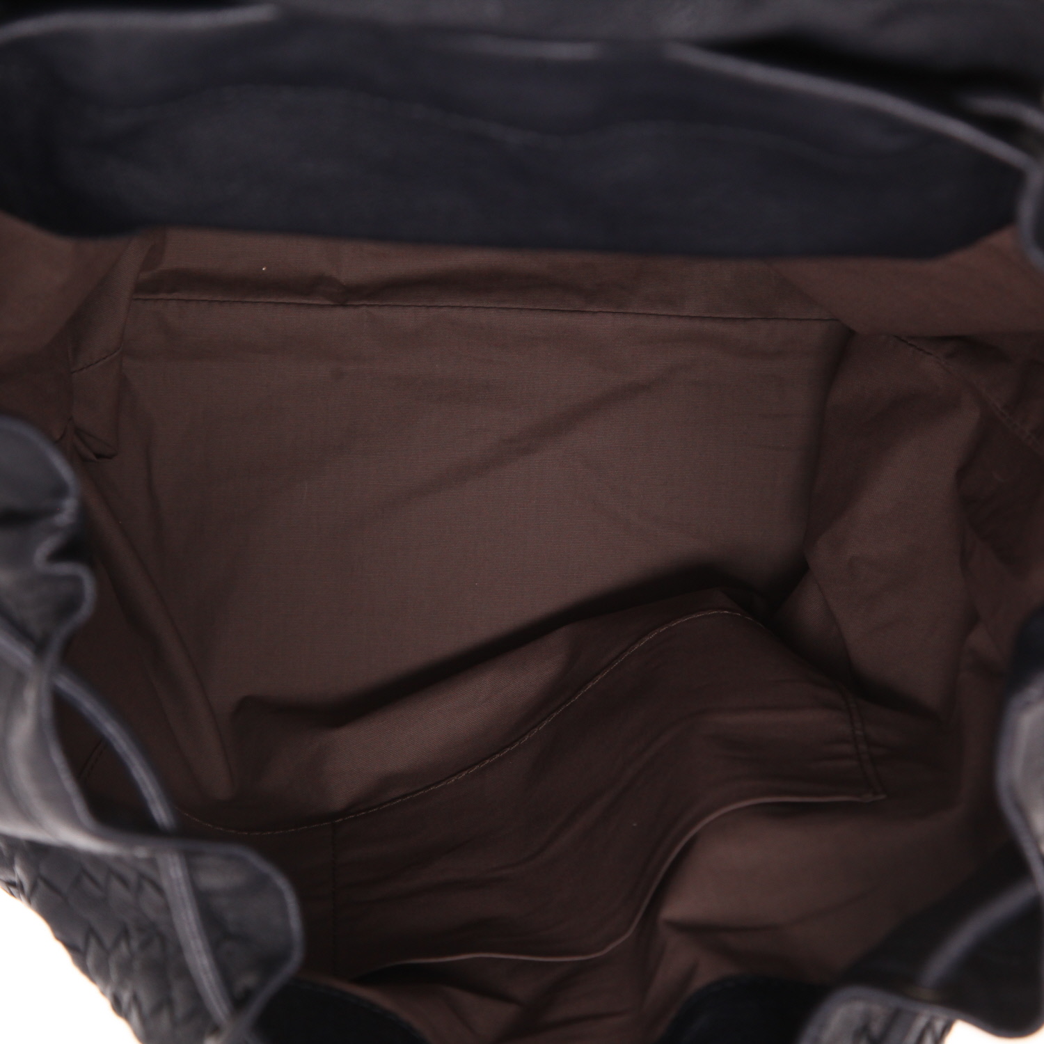 Bottega Veneta   backpack  in black, brown and grey braided leather  and black leather - Detail D3